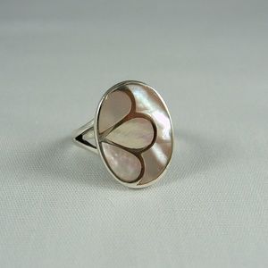 Pink Mother of Pearl Inlay Sterling Ring .925
